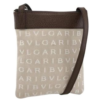 Bulgari Pre-owned Vintage Canvas Schoudertas - Dames - Pre-owned - Beige - Maat: ONE Size