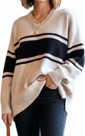 Sanctuary Stitch Fix Oversized Sweater In Beige Black Stripe