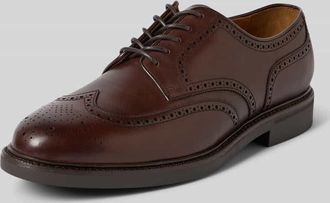 Polo Ralph Lauren Lederderby mit Ziernaht Modell ASHER in Mittelbraun, Größe 42