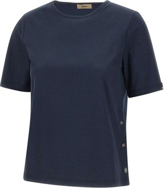 Herno T-shirt met ronde hals - Dames - T-shirts - Blauw - M - Katoen - Tops
