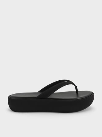 Charles & Keith Satin Thong Flatform Sandals