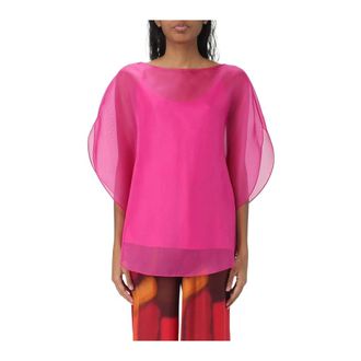 Gianluca Capannolo Blouses, female, Pink, Size: S Fuchsia Boat Neck Top