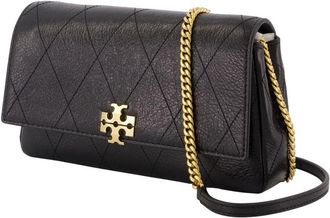 Tory Burch Womens Charlie Wallet On Chain - Tory Burch Leather Black Calfskin Bags Wallets-On-Chain