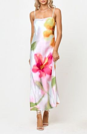 L*Space Gabby Floral Bias Cut Cotton Sateen Cover-Up Maxi Dress in Soft Focus Floral at Nordstrom, Size X-Large