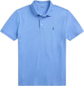 Ralph Lauren Aangepaste Slim FIT Stretch Mesh Poloshirt Blauw - Heren - Polos - Blauw - L - Katoen - Tops