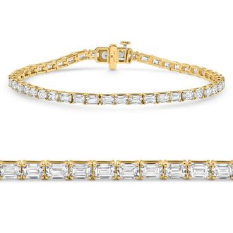 Pompeii3 7Ct Emerald Cut Diamond Tennis Bracelet 7 14k Yellow Gold Size: 7
