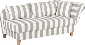 Maison Belfort home24 Maison Belfort Recamiere Revel I Grau Baumwollstoff/Webstoff 193x82x91 cm (BxHxT) mit Bettkasten Gestreift Landhaus