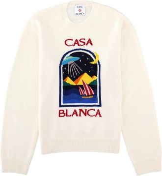 Casablanca Cream Wool Sweater With Graphic Landscape Design