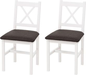 Hhg [nunca Usado] Juego De 2 Sillas De Comedor Hhg-601, Silla Con Respaldo, Silla De Cocina, Silla De Madera Maciza, Estilo R&uacute;stico, Blanco, Tapizado Negr