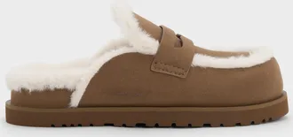 Charles & Keith Recycled-Fur Flatform Mules