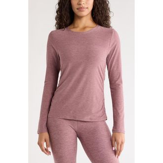 Zella Restore Soft Ruched T-Shirt in Purple Shake Melange at Nordstrom, Size Xx-Large