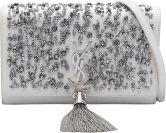 Saint Laurent Pre-owned Clutches, female, White, Size: ONE SIZE Pre-owned The Kate Wallet on Chain