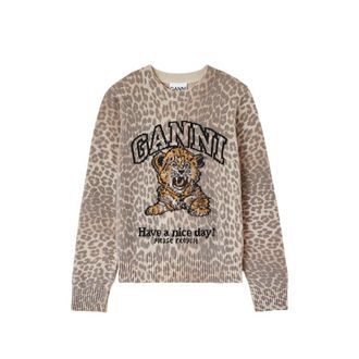 Ganni Leopard-intarsia Sweater