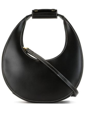 Staud Moon Crescent-Shaped White Stitching Handbag