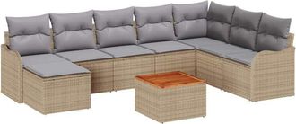 vidaXL Conjunto De Sof&aacute; De Jard&iacute;n 9 Pcs Beige, Gris Claro Vidaxl