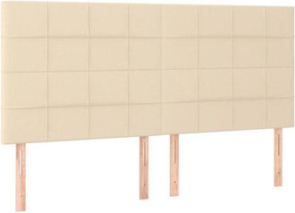 vidaXL Cabecero con luces led tela crema 200x5x118/128 cm Vidaxl