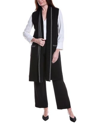 T Tahari Open Front Long Vest