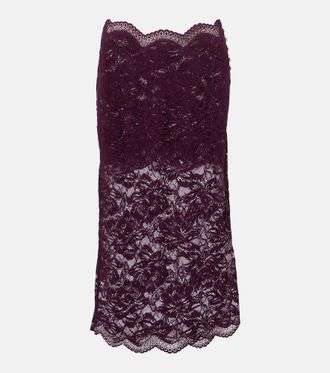 Paco Rabanne Floral lace midi skirt