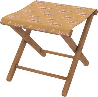 Vent de Boh&egrave;me Taburete plegable de haya y tela outdoor dise&ntilde;o de tigres tabaco