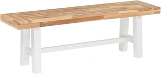 Beliani Banco de jardín 140 cm madera de acacia blanco