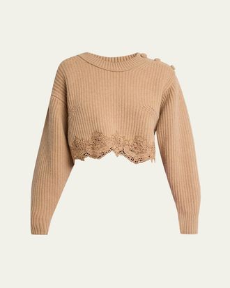 Chlo&eacute; Wool-Cashmere Lace Trim Pullover