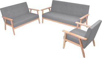 vidaXL Juego De Sof&aacute;s De 3 Piezas Tela Gris Claro Vidaxl
