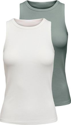 Only Tanktop ONLY ONLSALLY TANK TOP 2 PACK CS JRS, Damen, Gr. XL, jadeite pack:hellwei&szlig;, Jersey, Obermaterial: 95% Baumwolle, 5% Elasthan, unifarben, slim 