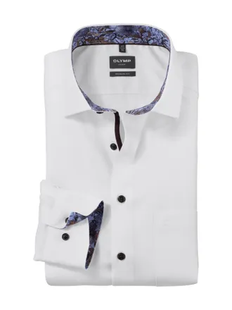 Olymp Businesshemd OLYMP Luxor modern fit, Herren, Gr. 46, N-Gr, weiss (wei&szlig;), Web, Obermaterial: 100% Baumwolle, gerade, unten schmal, 2-Knopf-Manschette, 