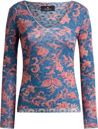 Etro Maglione a fiori - Blu