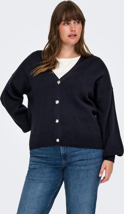 Only Carmakoma Strickjacke ONLY CARMAKOMA CARIBI LS CARDIGAN KNT, Damen, Gr. XL, night sky, Strick, Obermaterial: 50% Viskose, 27% Nylon, 23% Polyester, unifarben, V