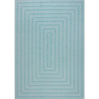 Jonathan Y Designs Chevron Modern Concentric Squares Indoor/Outdoor Area Rug in Aqua/light Gray at Nordstrom, Size 4Ft 0In X 6Ft 0In