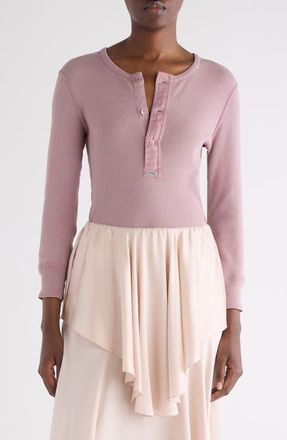 Chlo&eacute; Rib Organic Cotton Henley in Blushy Purple at Nordstrom, Size X-Large