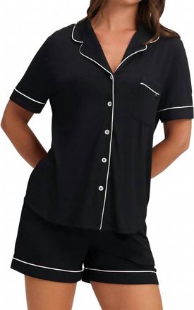 Cozy Earth Short Sleeves Pj Set In Black