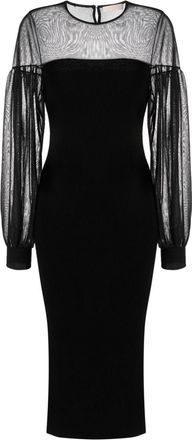 Ulla Johnson Milla sheer-panelling ribbed dress - women - Nylon/Wool/Cotton/Polyester - S - Black