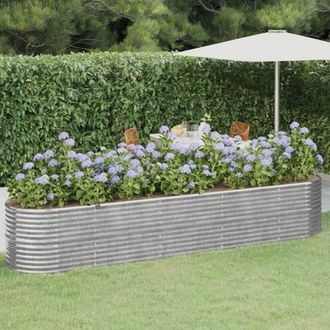 vidaXL Jardinera Arriate Acero Galvanizado Plata 368x80x68 Cm Vidaxl