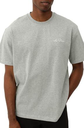 Les Deux Organic Cotton Graphic T-Shirt in Grey Melange/White at Nordstrom, Size X-Large