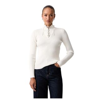 Liu Jo Coltrui met strikdetail - Dames - Truien - Wit - Maat: S Viscose