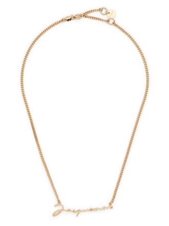 Jacquemus Cursive Logo Pendant Gold-tone Necklace