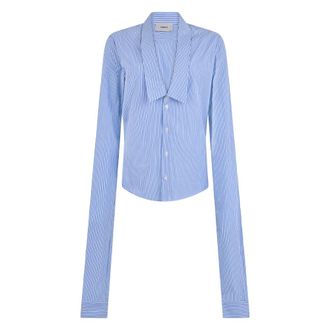Coperni Striped Shirt with Long Sleeves - female - Coperni - Shirts - Blue - XS - Blouses & Shirts
