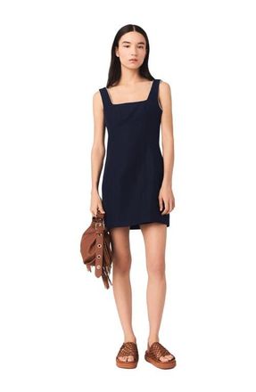 Maje Short linen-blend dress in Navy at Nordstrom, Size 38 Eu