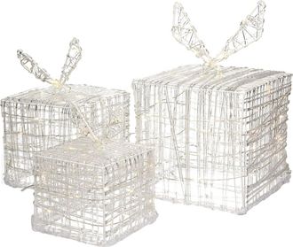 ECD Germany 3 cajas de regalo 90 LED blanco c&aacute;lido decorativas para &aacute;rbol Navidad