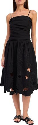 En Saison Mabel Embroidered Midi Dress in Black at Nordstrom, Size X-Large