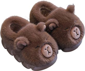 Generic Capybara Slippers, Cute Plush Animal House Shoes, Soft Warm Cozy Indoor Outdoor Winter Slippers for All Ages (Dark Brown, UK, Adult, Women, 6.5, Numer