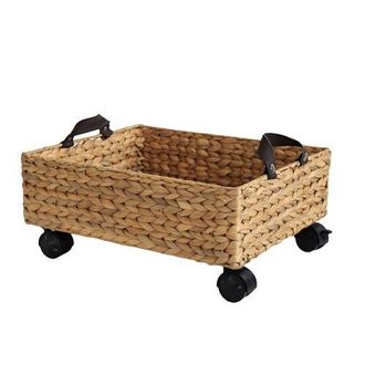 Happimess Adaline Classic Farmhouse Hand-Woven Hyacinth Rectangular Underbed Storage Bin with Wheels and Handles in Natural at Nordstrom