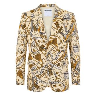 Moschino Single-Breasted Printed Jacket - Heren - Jassen - Veelkleurig - Maat: L Katoen