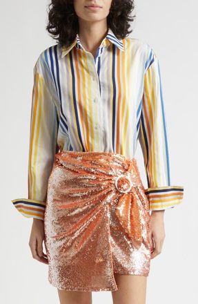 Toccin Brennan Stripe Boyfriend Shirt in Sunset at Nordstrom, Size X-Small
