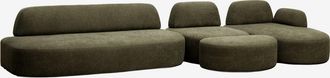 Sklum Sof&aacute; Modular Chaise Longue Derecho De 3 Piezas Con M&oacute;dulo Esquinero Y Puff Tapizado Giorgia Sklum
