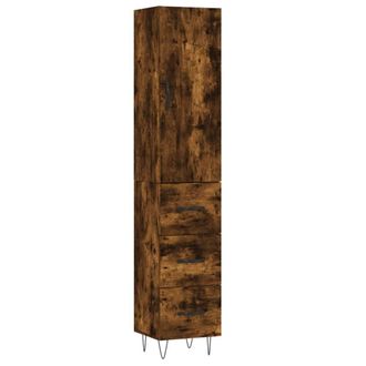 Berkfield Home Highboard Smoked Oak 34.5x34x180 cm Engineered Wood in Brown