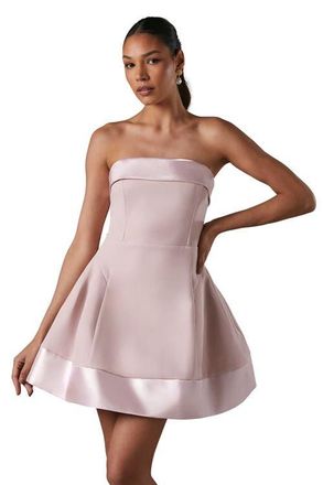 Coast Bandeau Satin Detail Pleated Mini Dress in Pink at Nordstrom, Size 10