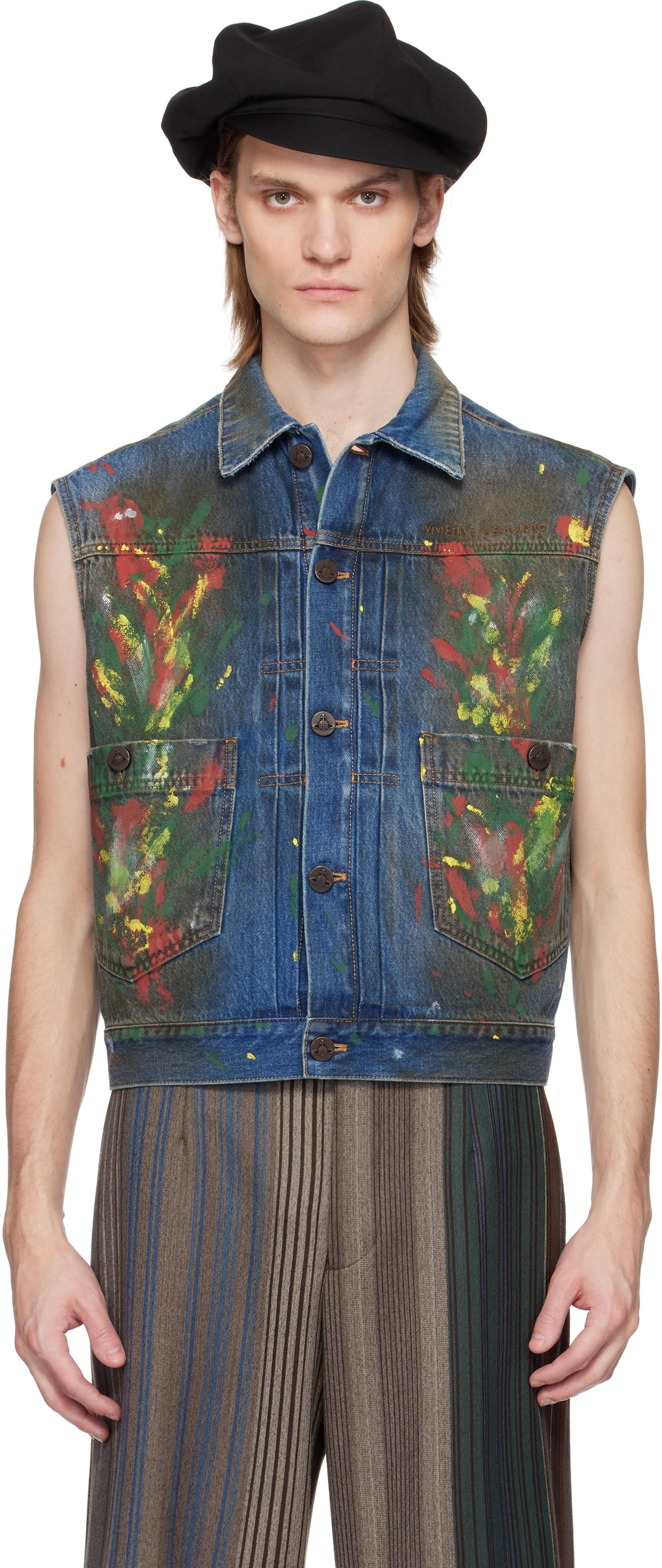 Vivienne Westwood Taupe & Red Distressed Vest Vivienne Westwood